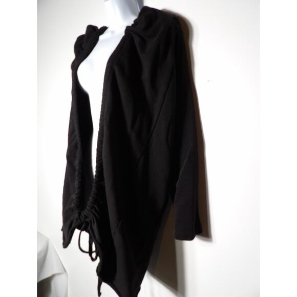Vivian Shyu Black Cardigan Sweatshirt Medium Cinch Hem Open Tie Minimalist READ - Picture 6 of 16